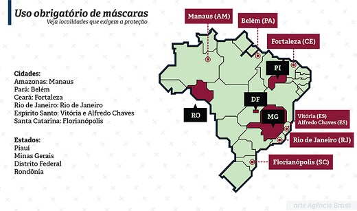 Mapa da obrigatoriedade de máscaras (Foto: Agência Brasil)