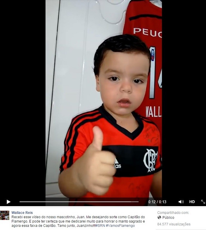 Novo capitão do Fla, Wallace divulga vídeo de apoio enviado por mascotinho
