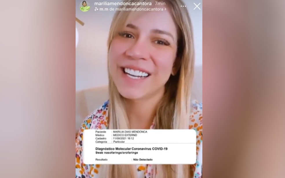Marília Mendonça comemora recuperação da Covid-19 — Foto: Reprodução/Instagram