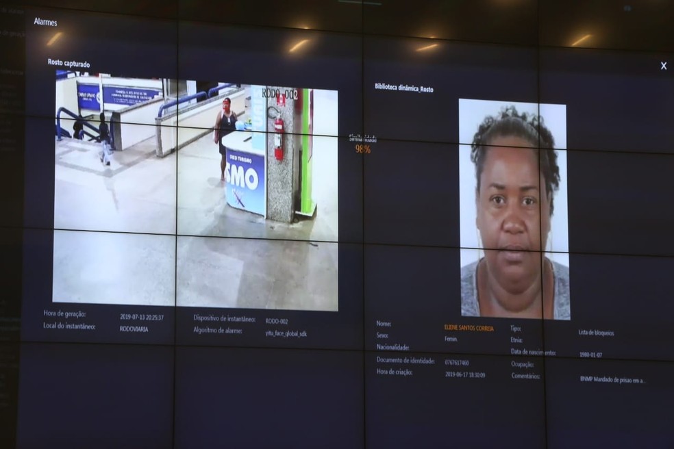 Mulher foi identificada por sistema de reconhecimento facial — Foto: Divulgação/SSP-BA