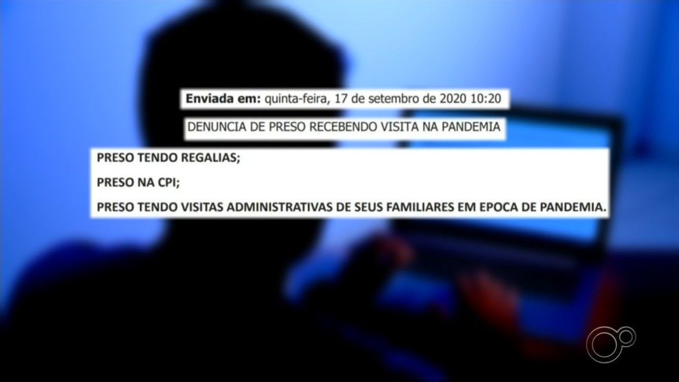 E-mail com denúncia de que presos do CDP de Sorocaba (SP) estariam recebendo visitas — Foto: Reprodução/TV TEM