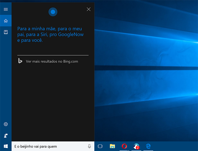 Cortana tem lista para quem deseja mandar beijinho (Foto: Reprodução/Elson de Souza)