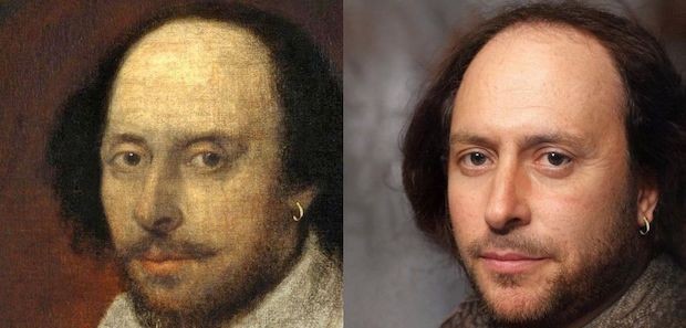 O escritor William Shakespeare recriado em uma versão humana por meio de inteligência artificial (Foto: Nathan Shipley / Reprodução)