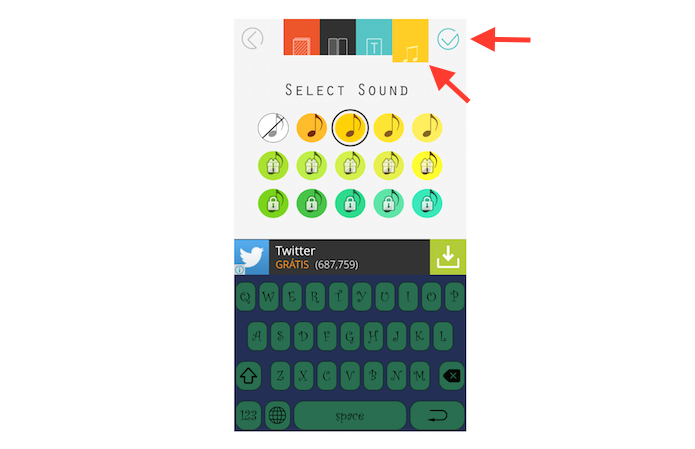 Definindo o som das teclas de um teclado personalizado criado com o Custom Keyboard for iOS 8 (Foto: Reprodução/Marvin Costa)
