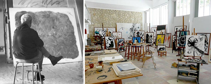 O modesto estúdio do pintor espanhol Joan Miró. (Foto: Reprodução)