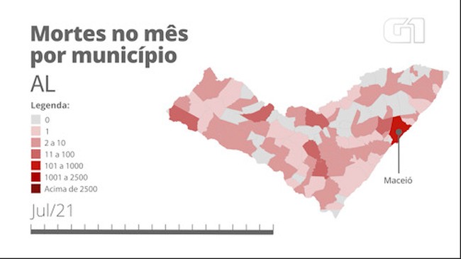 AL: mortes por Covid por município mês a mês