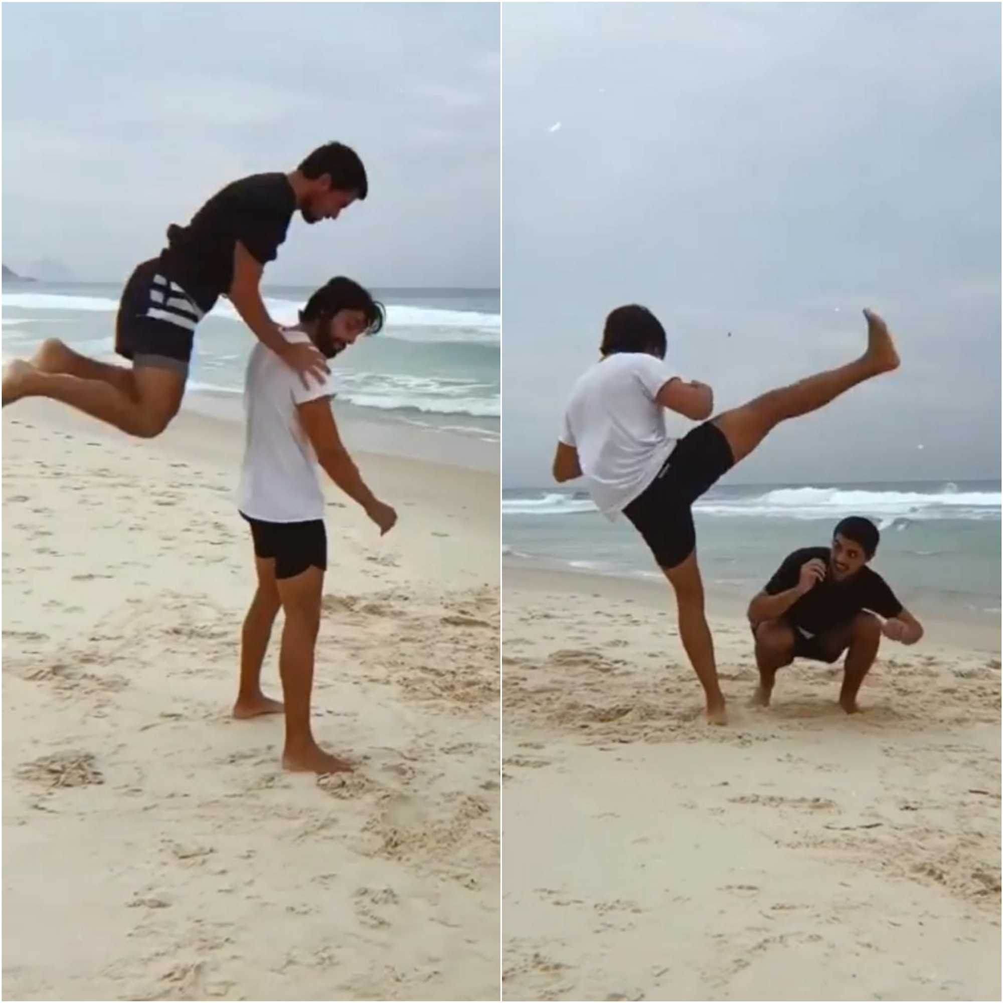 Irmãos Simas treinam na praia e impressionam seguidores (Foto: Reprodução/Instagram)