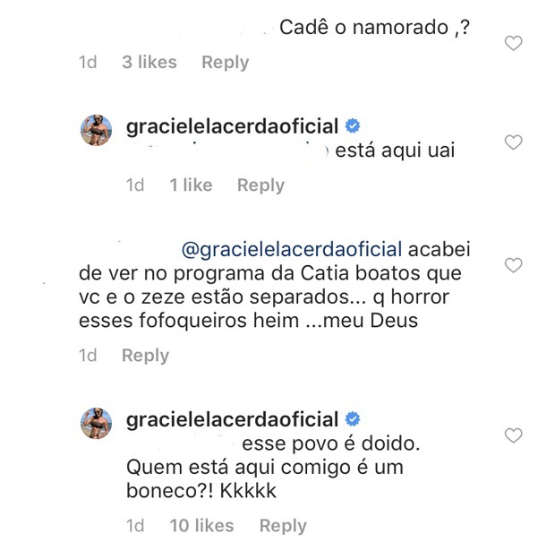 Graciele Lacerda nega fim de romance com Zezé (Foto: Reprodução Instagram)