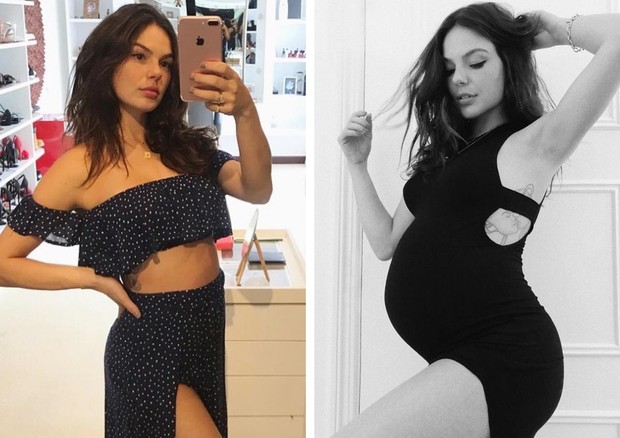 Isis Valverde grávida e uma semana após dar à luz Rael (Foto: reprodução/Instagram)