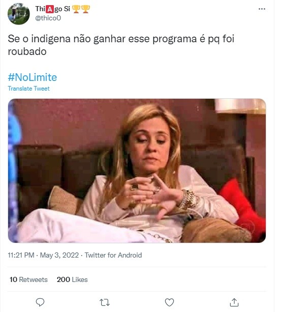 Internauta comenta desempenho de Janaron em 'No limite' (Foto: Reprodução)