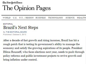 Editorial do NYT fala sobre futuro do Brasil (Foto: Reprodução/New York Times)
