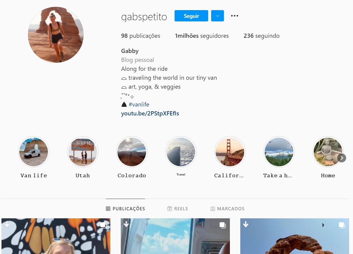 Perfil no Instagram de Gabby Petito atinge 1M de seguidores (Foto: Reprodução / Instagram)