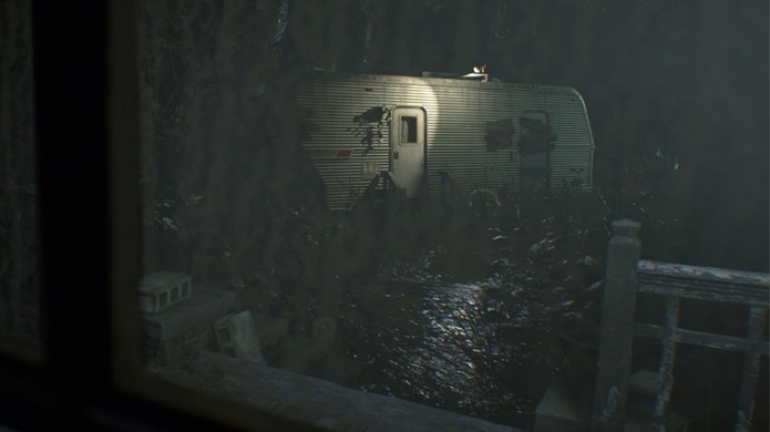 Ethan irá usar um trailer fora da casa dos Bakers como base de operações em Resident Evil 7 (Foto: Reprodução/Gematsu)