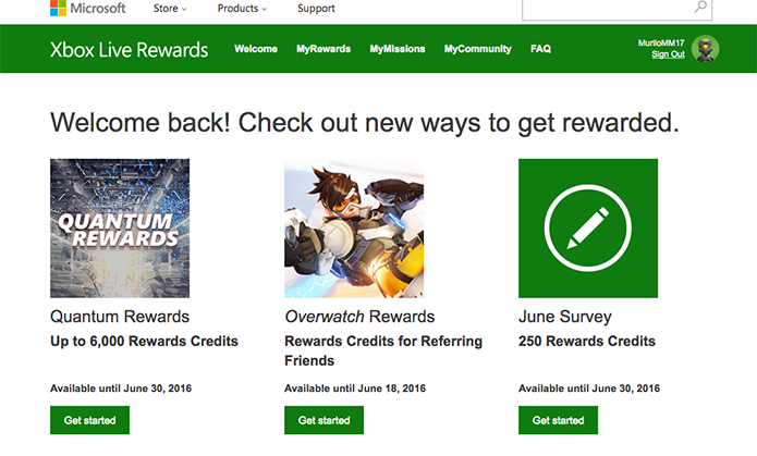 Veja as tarefas do Xbox Live Rewards (Foto: Reprodução/Murilo Molina)