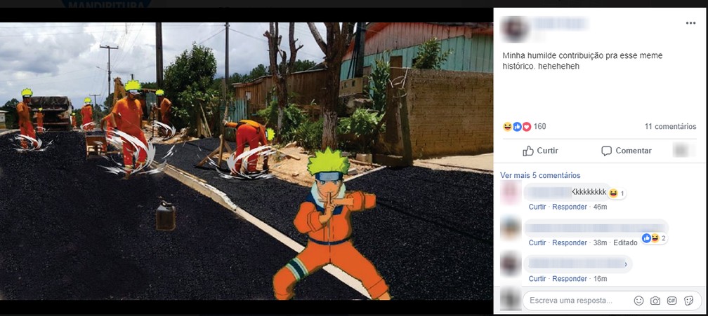 Montagem publicada nos comentários da publicação da Prefeitura de Mandirituba — Foto: Reprodução Facebook
