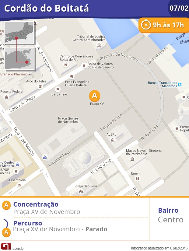 Mapa bloco Cordão do Boitatá (Foto: Editoria de Arte / G1)
