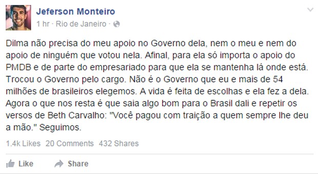 Jeferson Monteiro, autor da página Dilma Bolada, fez críticas à presidente (Foto: Reprodução/Facebook)