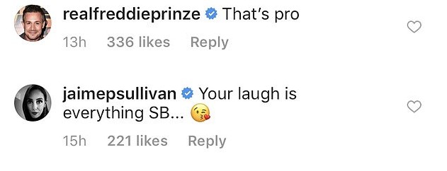 O comentário do ator Freddie Prinze Jr no post da atriz Selma Blair (Foto: Instagram)