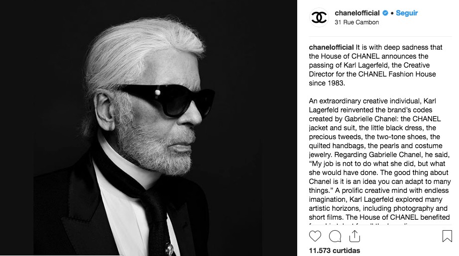 Pronunciamento Chanel através do Instagram (Foto: reprodução/instagram)