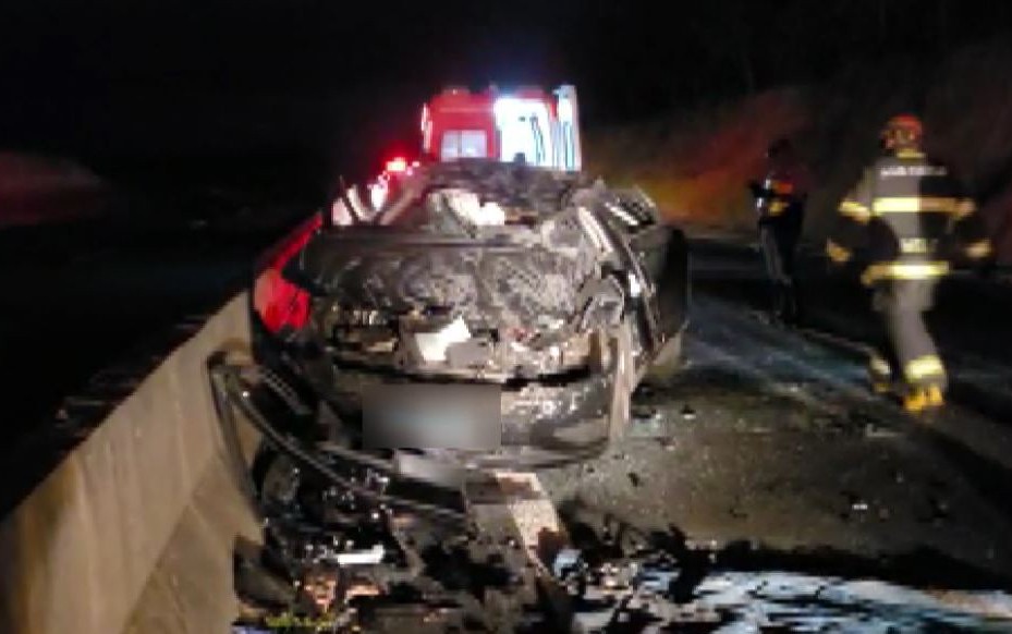 Motorista morre após carro cair de viaduto na Rodovia Abrão Assed em Serra Azul, SP