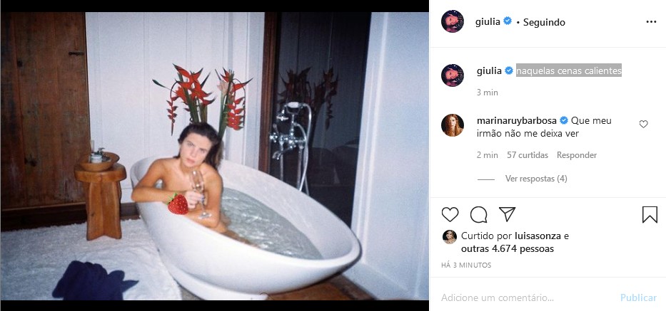 Marina Ruy Barbosa comenta em foto de Giulia Be (Foto: Reprodução / Instagram)