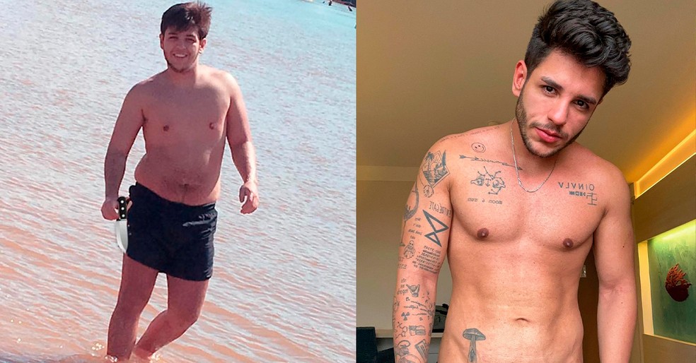 Guilherme antes e depois — Foto: Reprodução/Instagram