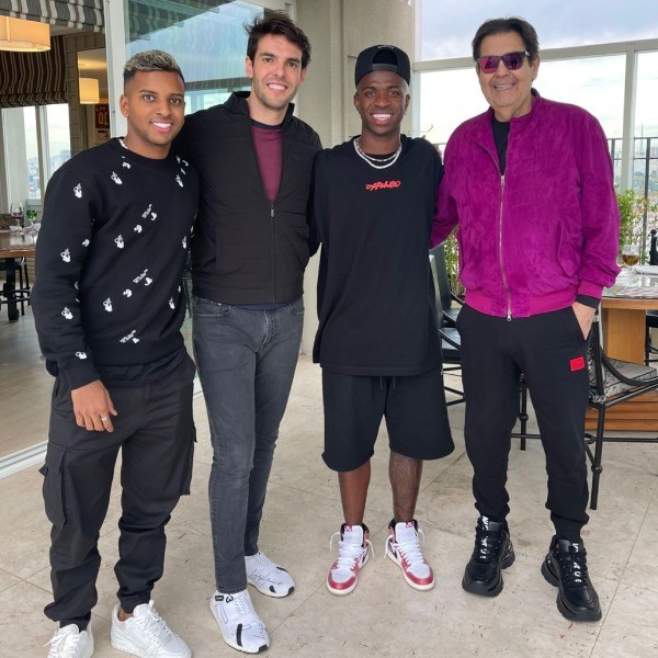 Rodrygo, Kaká, Vinícius Jr. e Faustão (Foto: Reprodução/Instagram)