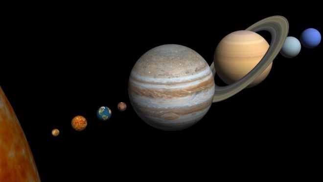 BBC - Júpiter, Saturno, Urano e Netuno são gasosos, congelados e ricos em materiais carbônicos. (Foto: Getty Images via BBC News)