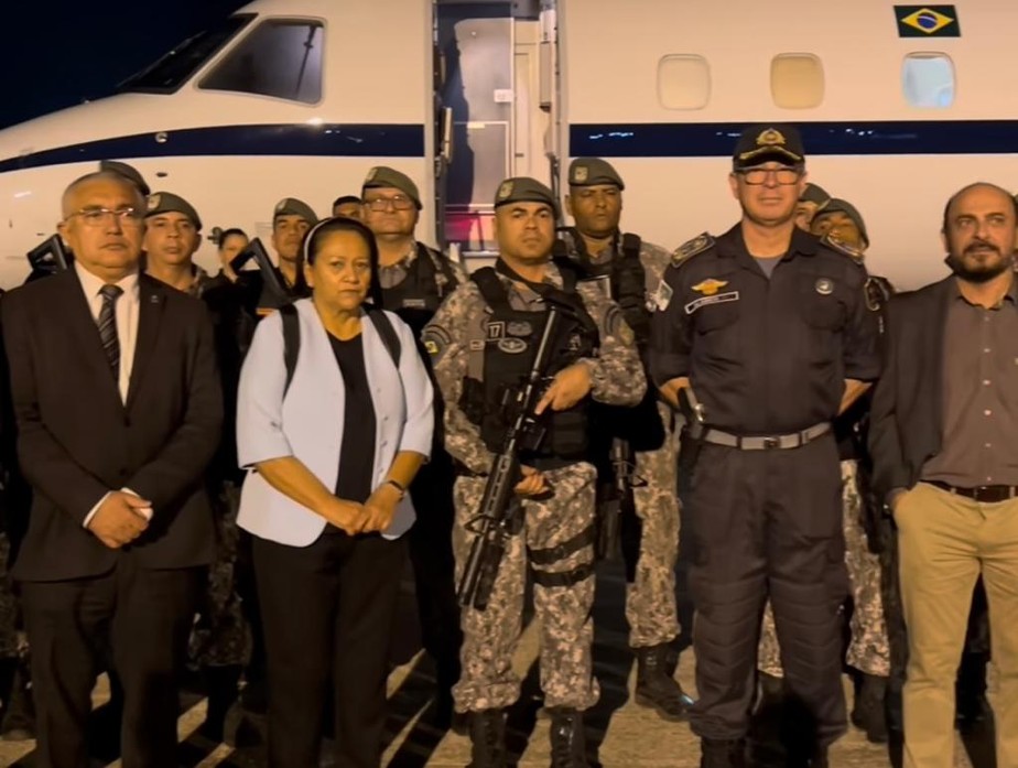Homens da Força Nacional apresentados pela governadora do RN, Fátima Bezerra (PT)