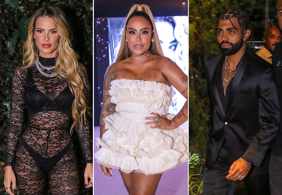 Rafaella Santos (centro) recebe Yasmin Brunet e Gabigol em festa de seus 27 anos &mdash; Foto: Thiago Duran/BrazilNews