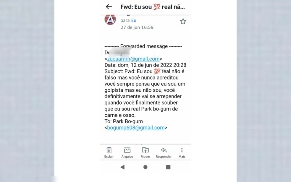 Em mensagem, homem afirma a vítima de golpe que ela vai se arrepender por não acreditar nele — Foto: Arquivo pessoal