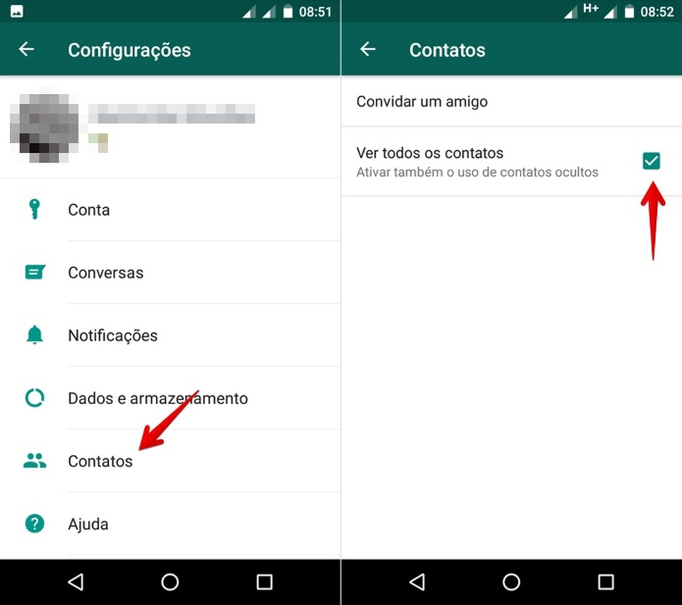 Forçando atualização da lista de contatos no WhatsApp para Android (Foto: Reprodução/Helito Bijora)