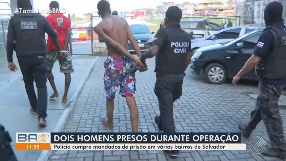 Dois homens são presos em operação contra roubo e tráfico de drogas, em Salvador; outras 15 pessoas são procuradas