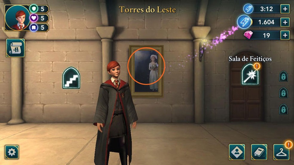 A energia extra está no quadro das Torres do Leste em Harry Potter: Hogwarts Mystery (Foto: Reprodução/Tais Carvalho)