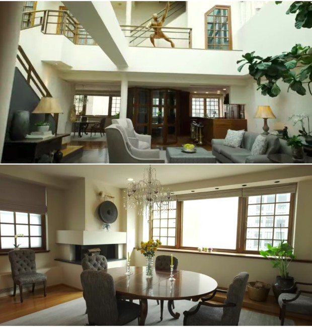 Living central que integra hall de entrada, sala de estar, jantar e cozinha (Foto: Reprodução / Youtube)