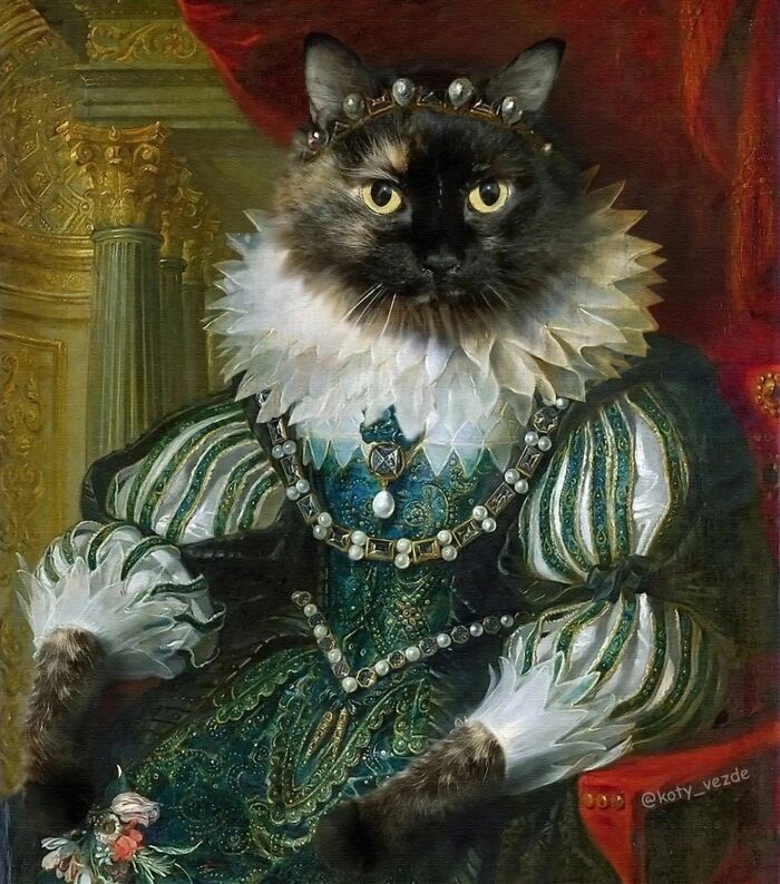 Gatos são representados como realeza por Galina Bugaevskaya (Foto: Reprodução/Instagram)