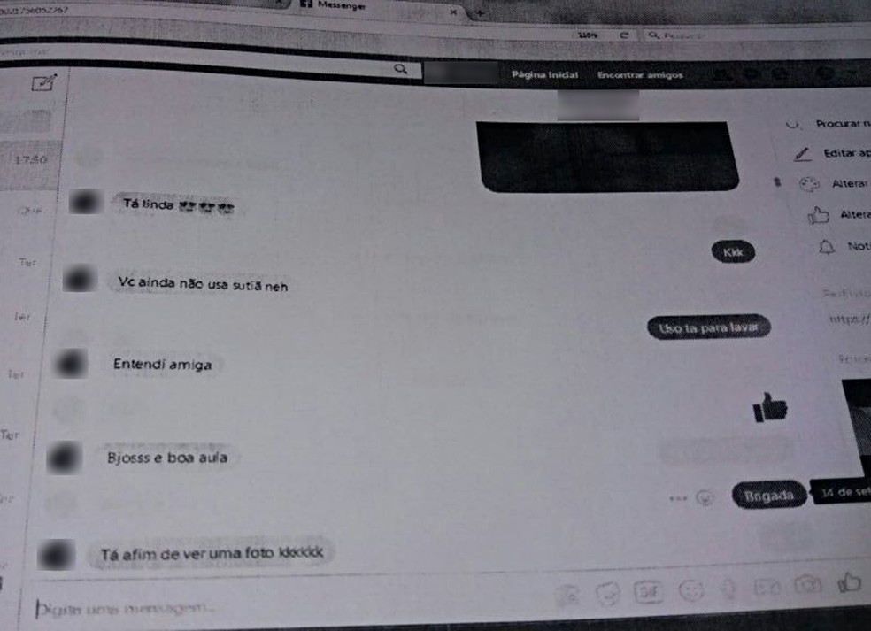 Troca de mensagens foi vista por meio do perfil da primeira vítima (Foto: Reprodução/Polícia Civil)