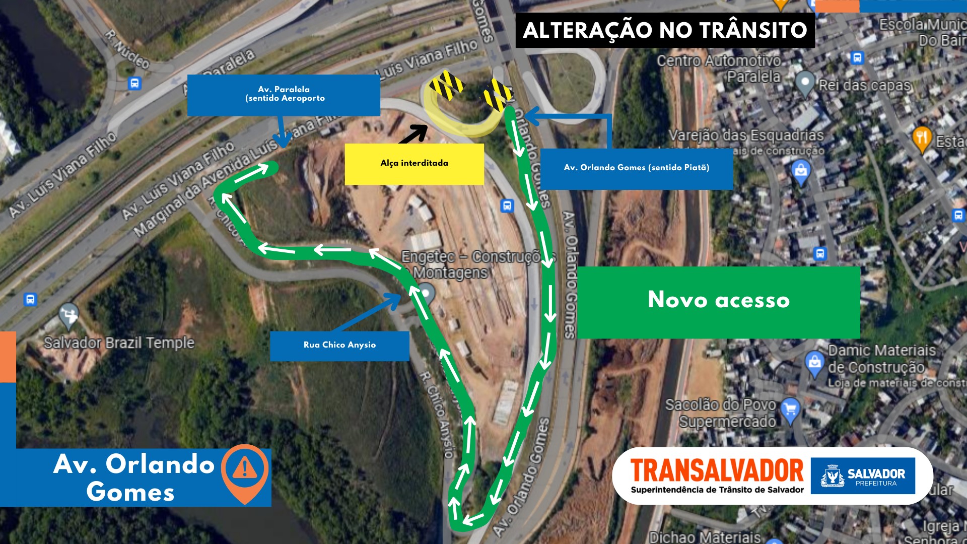 Transalvador abre via para ligação entre avenidas Orlando Gomes e Paralela
