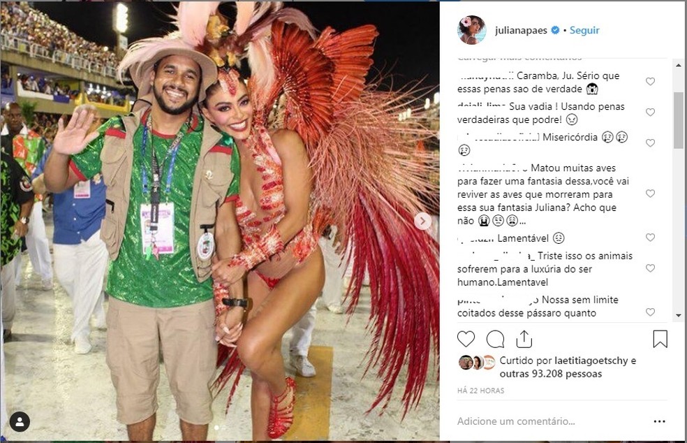 Juliana Paes recebe críticas nas redes sociais — Foto: Reprodução/Instagram