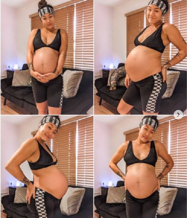 A lutadora canadense Angela Lee quando ainda estava grávida (Foto: Instagram)