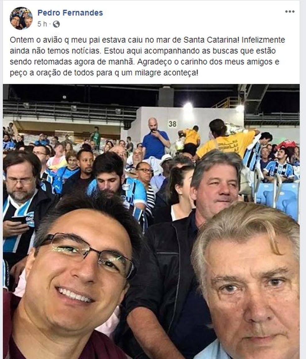 Pré-candidato ao governo do Rio, Pedro Fernandes, pediu apoio por meio das redes sociais para o pai (Foto: Reprodução/ Facebook)