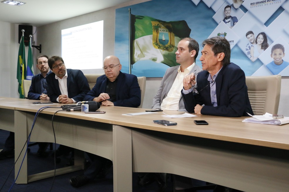 Secretários e presidente do Ipern apresentam proposta de reforma da previdência estadual  — Foto: Ivanízio Ramos/Governo do RN
