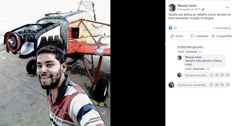 Mauro Júnior era piloto agrícola e morreu em acidente de avião — Foto: Divulgação/Facebook