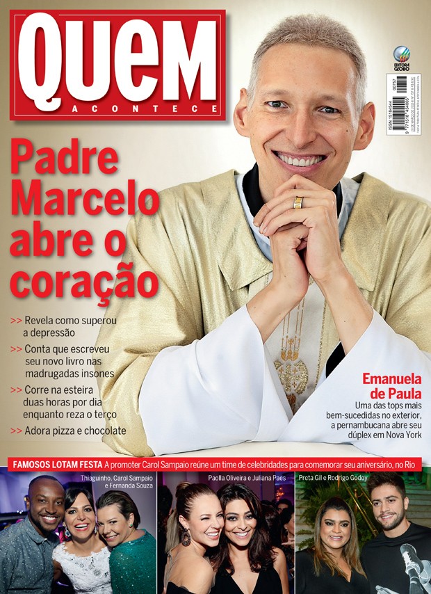 Padre Marcelo na capa de QUEM que já está nas bamcas (Foto: Arte QUEM)