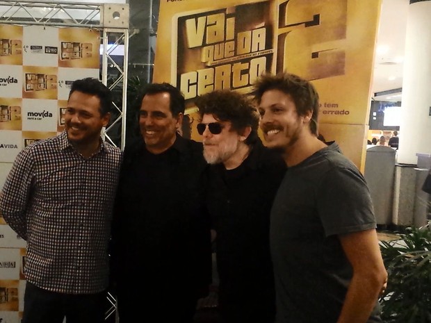 Da esquerda da direita, Danton Mello, Maurício Faria, Branco Mello e Fábio Porchat (Foto: Luciano Calafiori/G1)