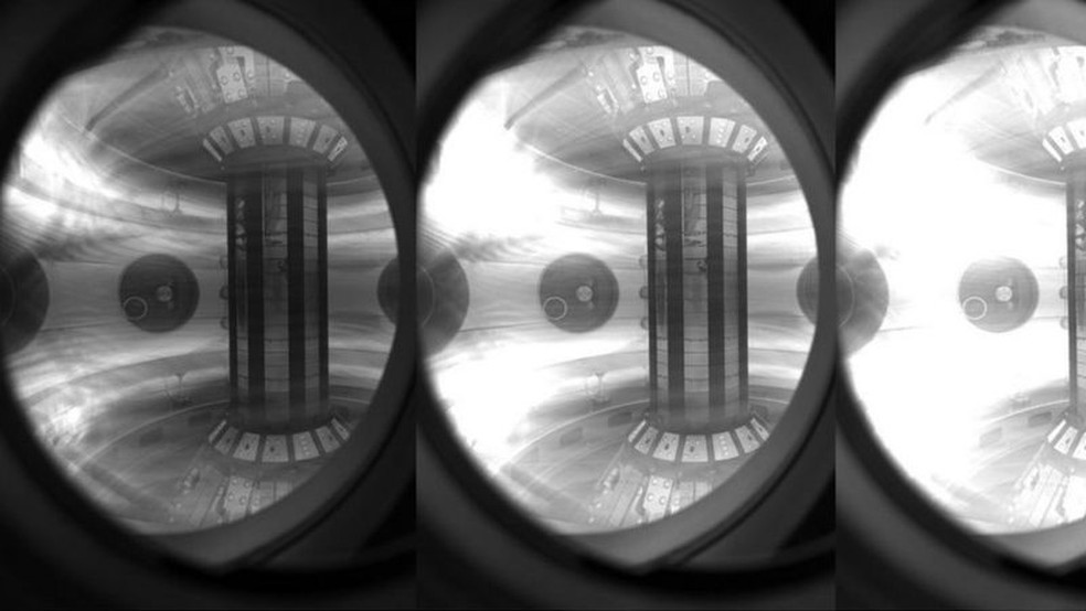O plasma está confinado dentro do reator com campos magnéticos poderosos — Foto: Tokamak Energy/BBC