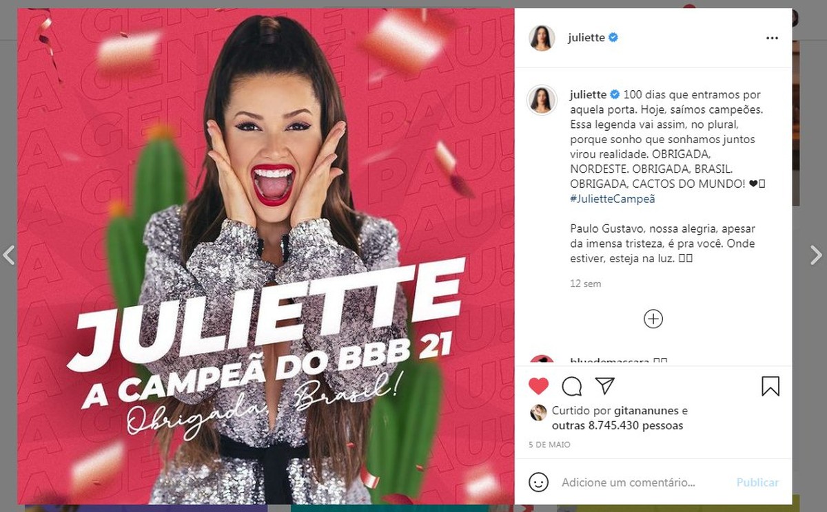 Juliette enters Guinness for fastest post to reach a million likes | Paraíba