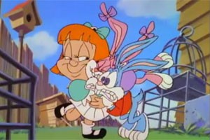 Felícia, personagem do desenho Tiny Toon, era famosa por descarregar uma dose de carinho excessivo nos coelhos Lilica e Perninha (Foto: Divulgação)