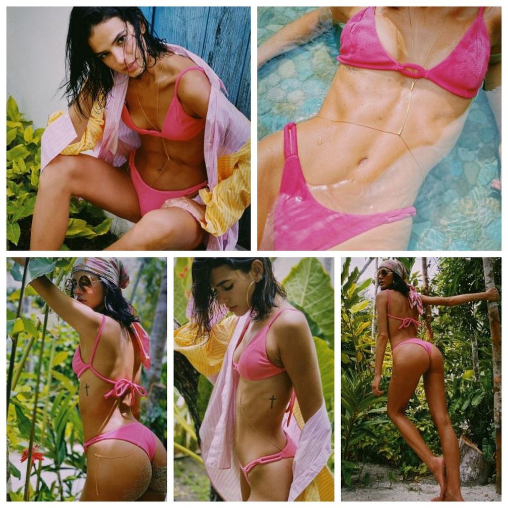 Bruna Marquezine de 'body chain': joia feita sob encomenda para brilhar sob o sol &mdash; Foto: Reprodu&ccedil;&atilde;o/Instagram