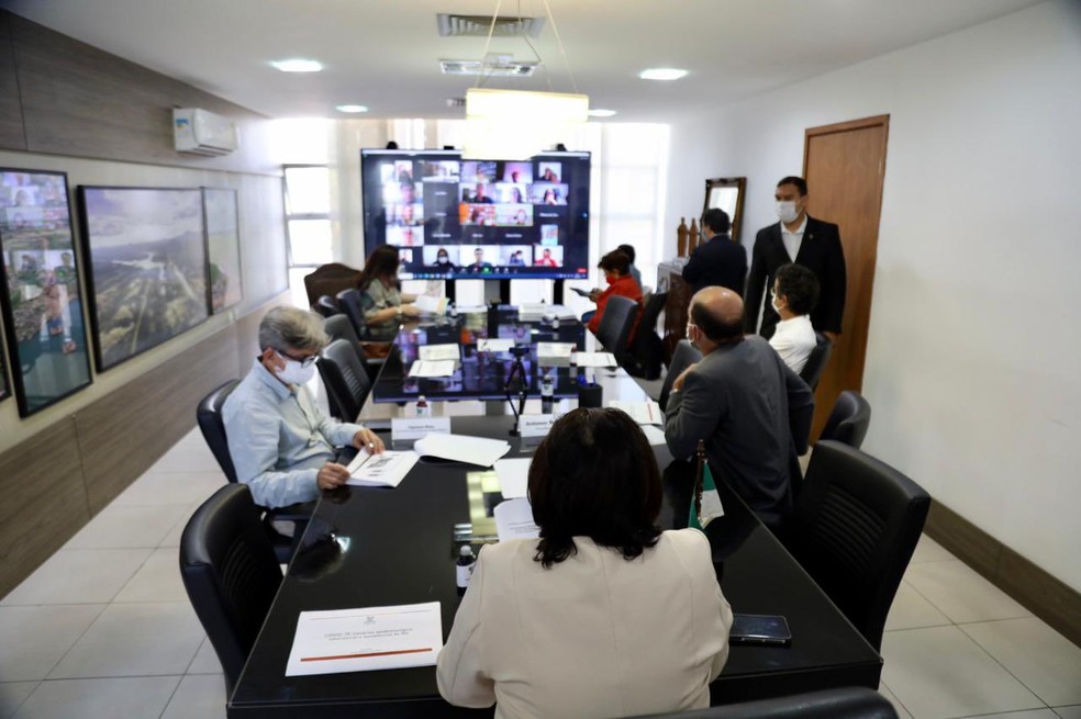 Reunião da governadora Fátima Bezerra com prefeitos — Foto: Divulgação/Governo do RN